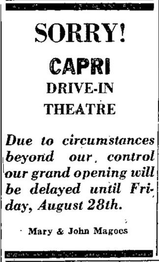 Capri Drive-In Theatre - 1964 Opening Delay (newer photo)